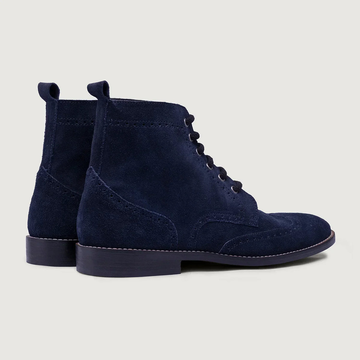 Duster Brogues Blue Suede Leather Boots Rugged Sole - men's boots in blue suede leather, view 4