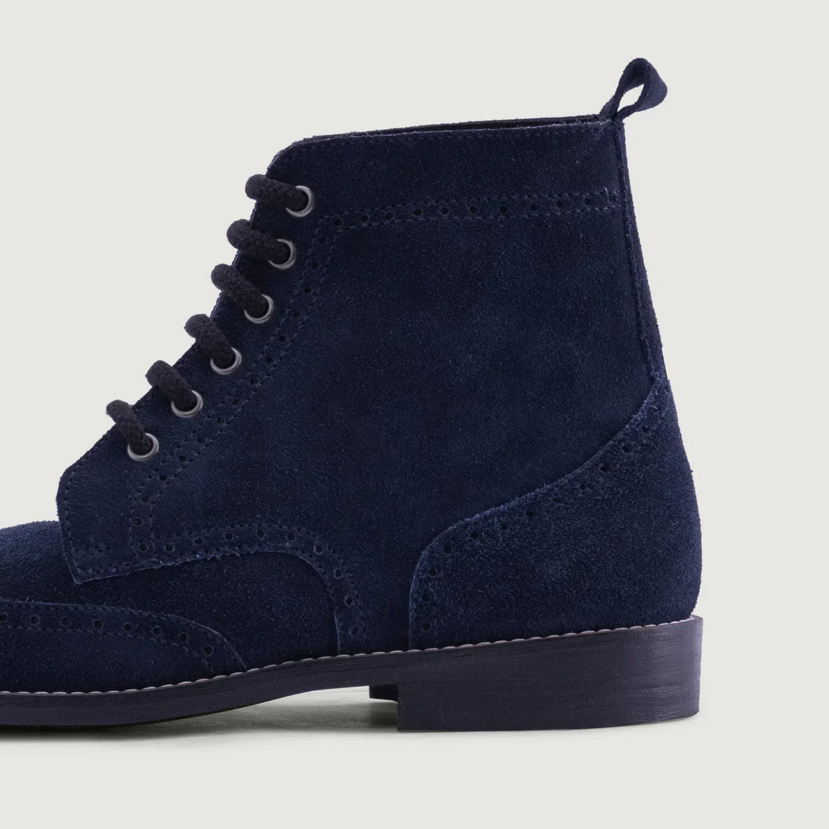 Duster Brogues Blue Suede Leather Boots Rugged Sole - men's boots in blue suede leather, view 5