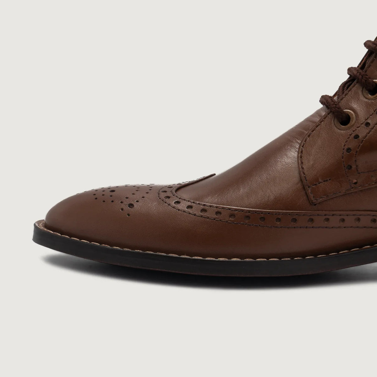Duster Brogues Derby Brown Leather Boots - men's boots in brown genuine leather, view 4