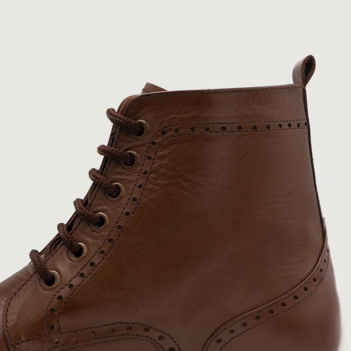 Duster Brogues Derby Brown Leather Boots - men's boots in brown genuine leather, view 5