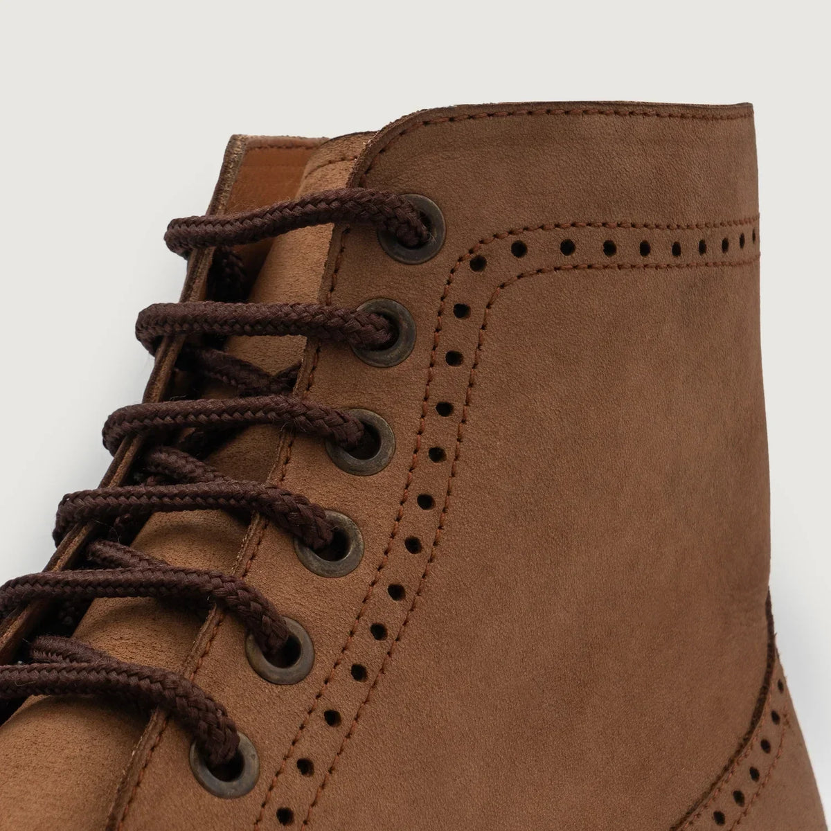 Duster Brogues Derby Brown Nubuck Leather Boots - men's boots in brown nubuck leather, view 4