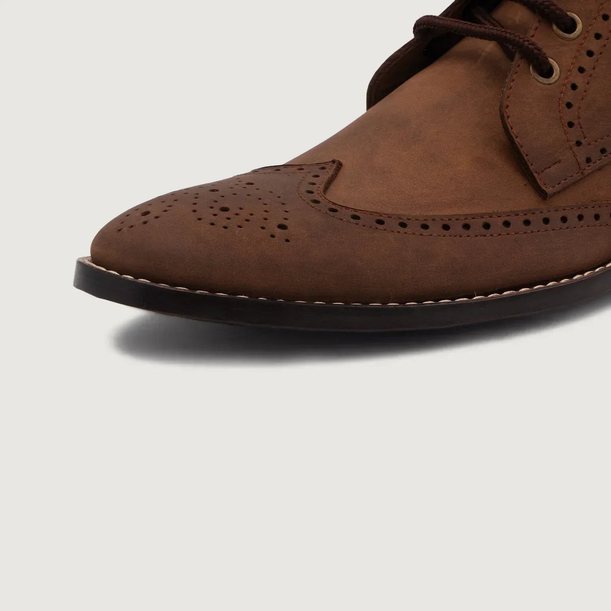 Duster Brogues Derby Oil Pull-up Brown Leather Boots - men's boots in brown pull-up leather, view 5