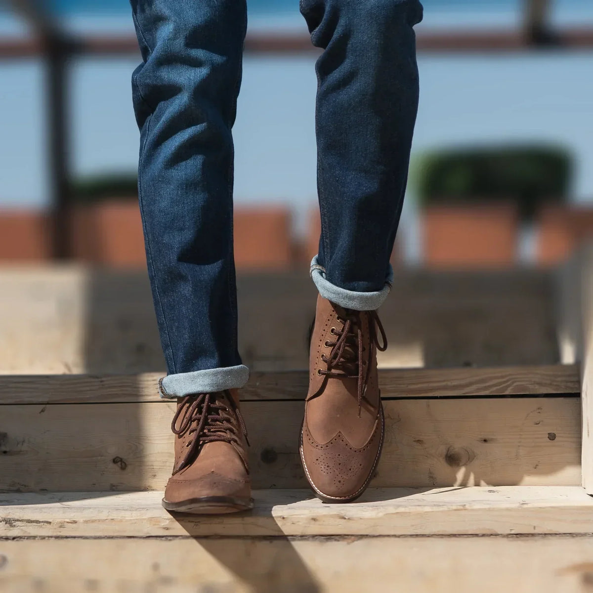 Duster Brogues Derby Oil Pull-up Brown Leather Boots - men's boots in brown pull-up leather, view 7