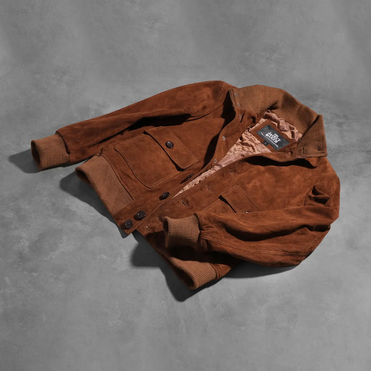 Eaton Brown Suede Bomber Jacket - men's jacket in brown suede leather, view 8