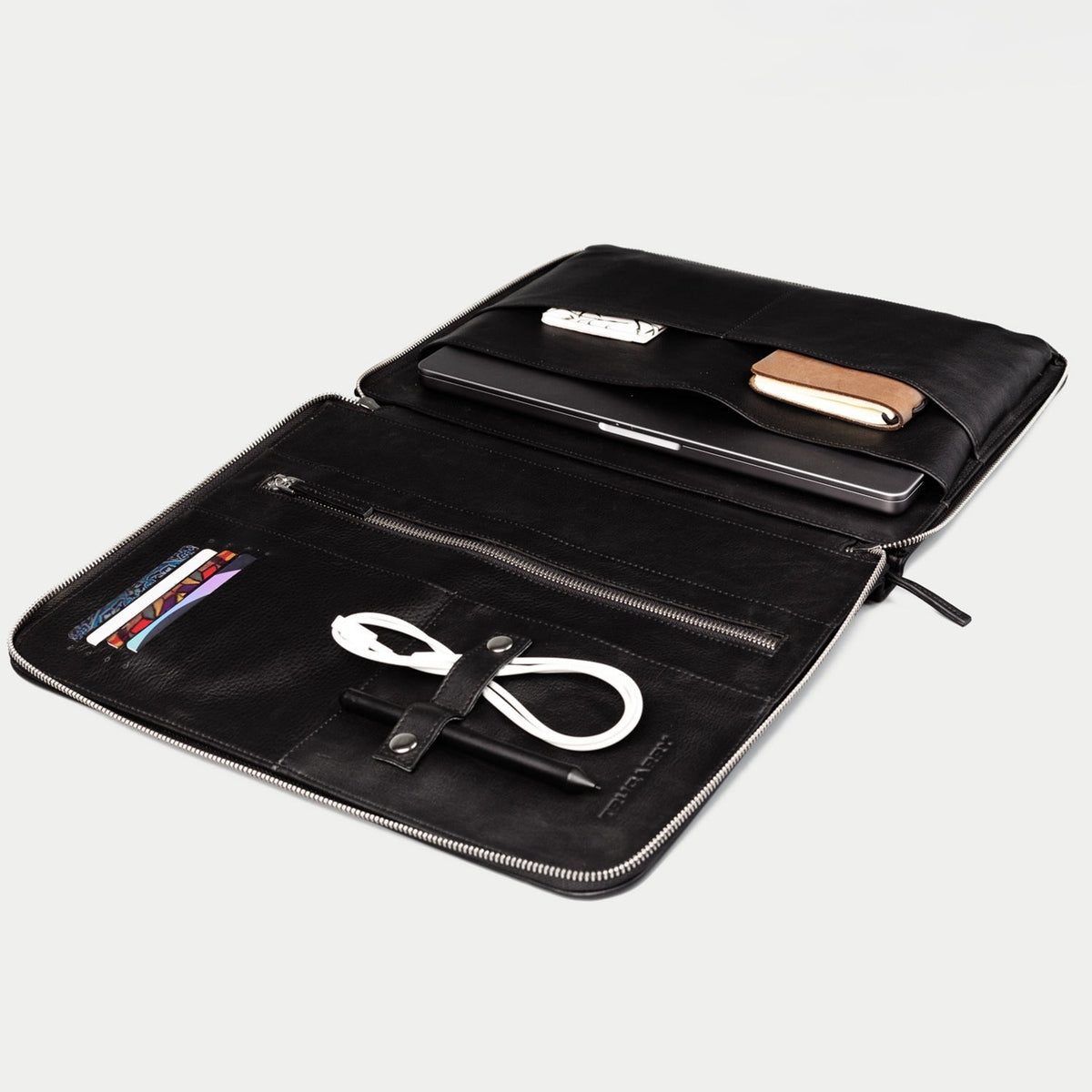 Brex Eclectic Black Leather Folio Organizer - black leather folio organizer, view 4