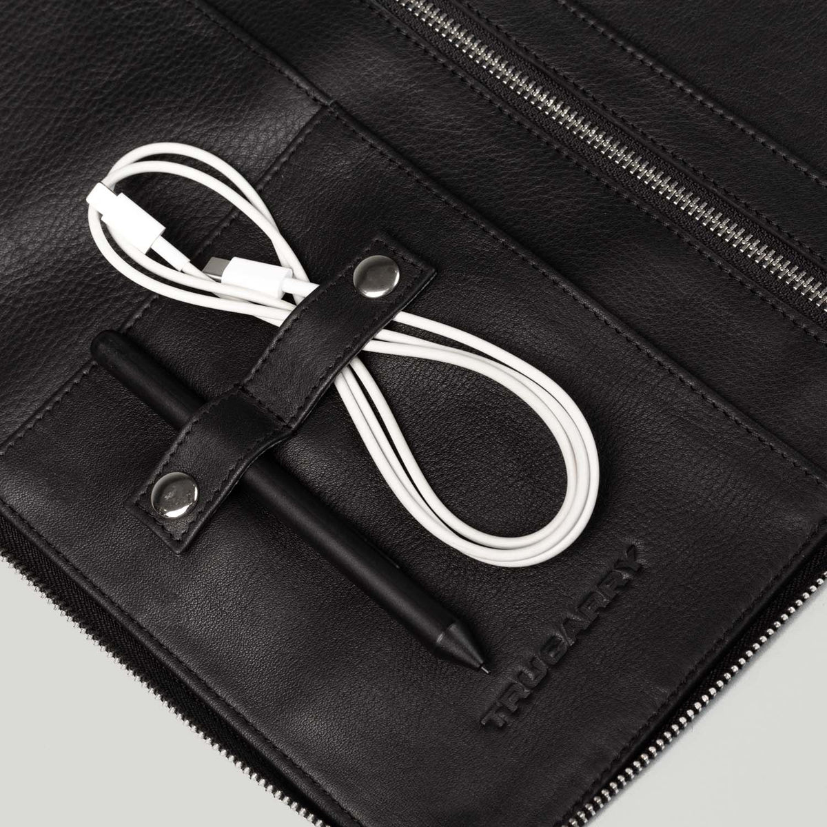 Brex Eclectic Black Leather Folio Organizer - black leather folio organizer, view 7