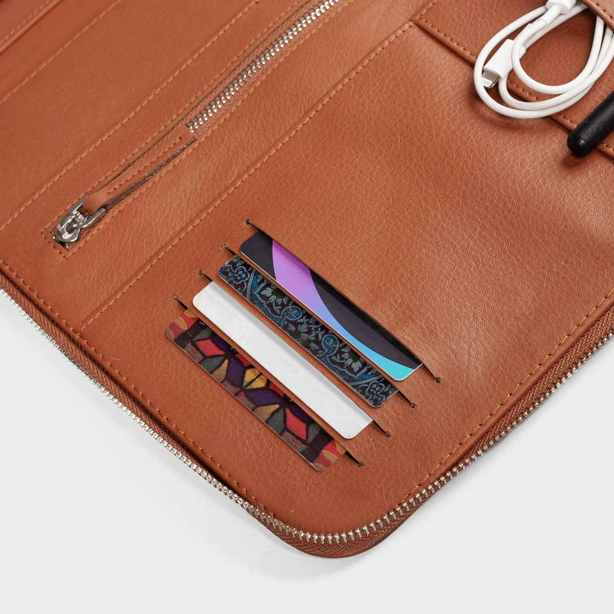 Brex Eclectic Brown Leather Folio Organizer - brown leather folio organizer, view 6