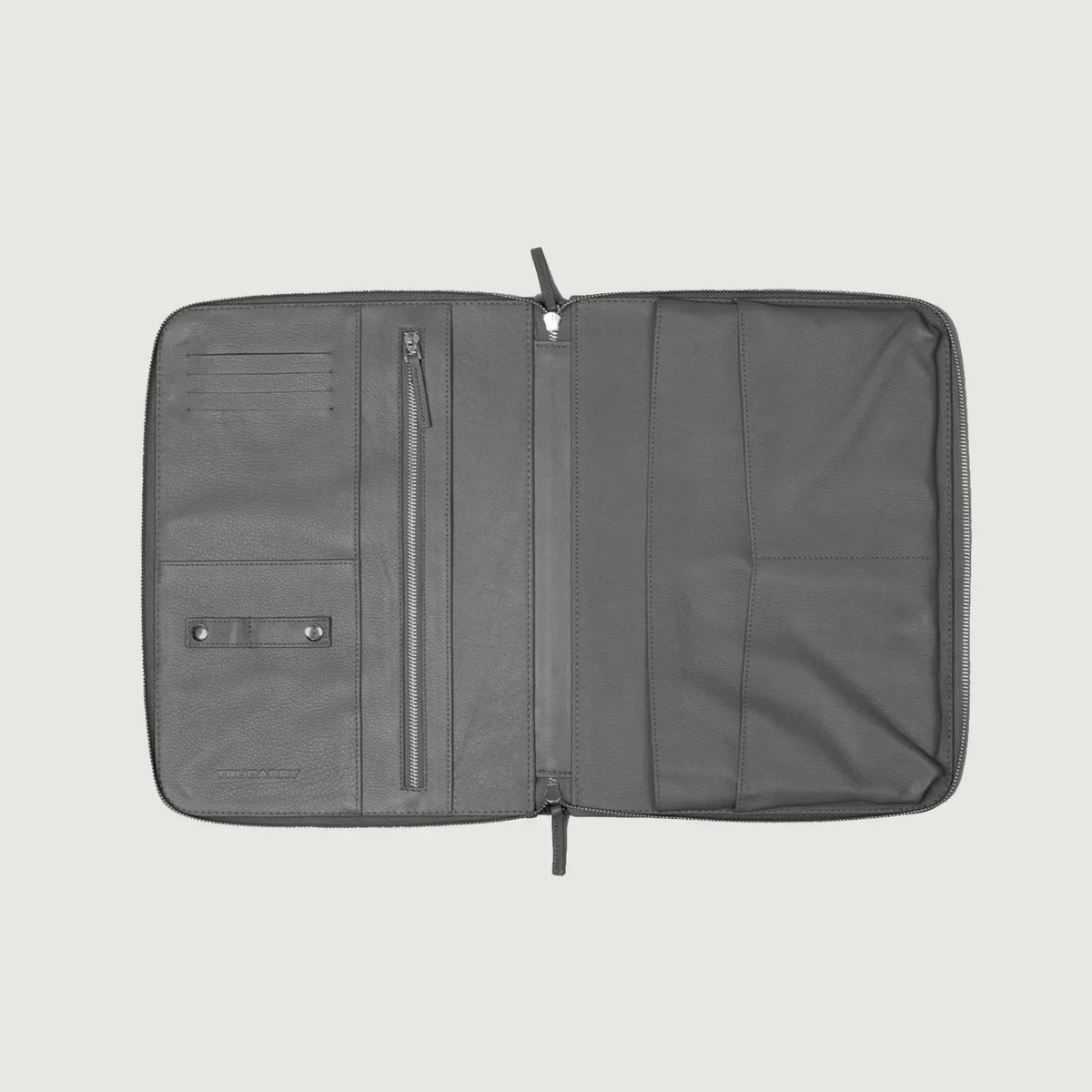 Brex Eclectic Grey Leather Folio Organizer - grey leather folio organizer, view 4