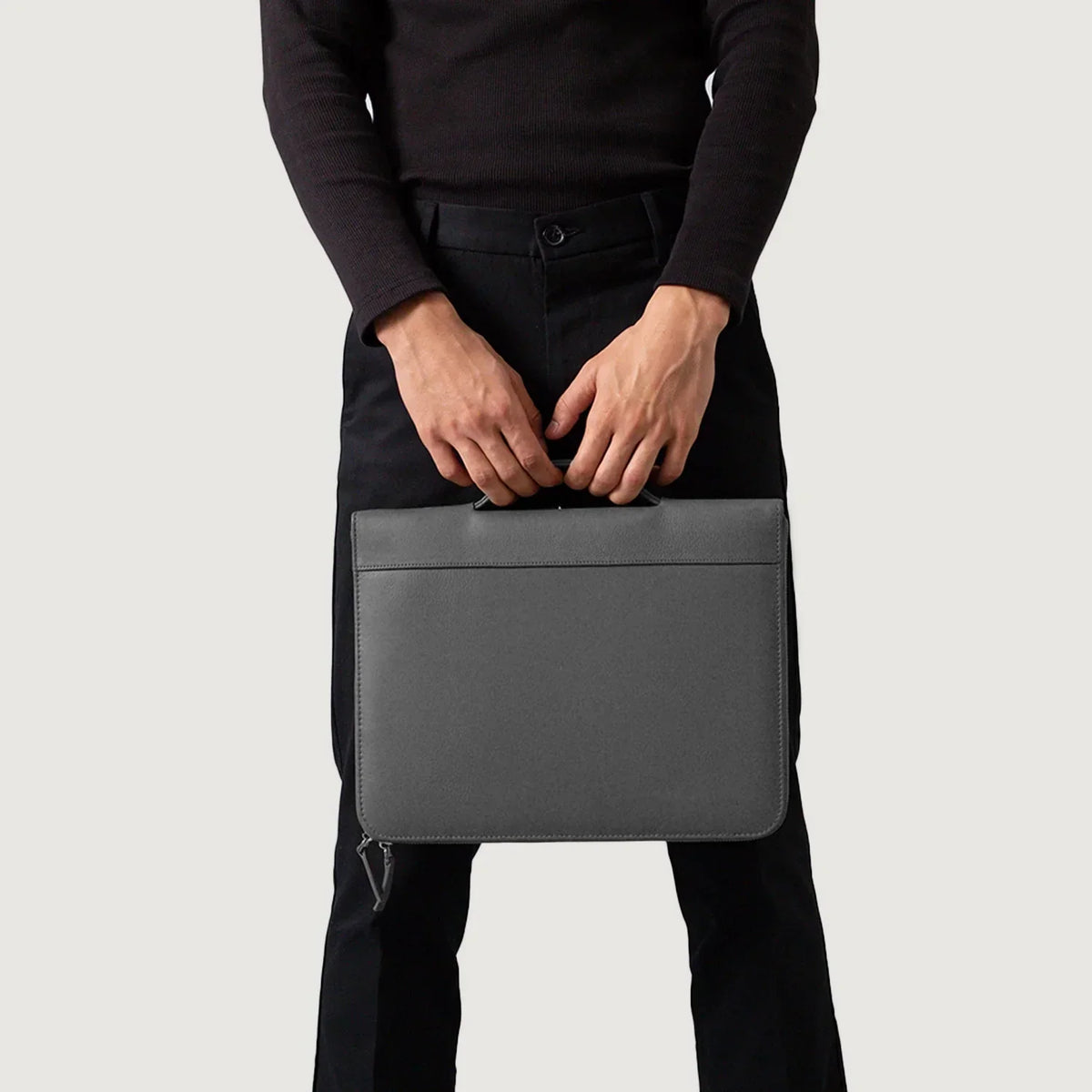 Brex Eclectic Grey Leather Folio Organizer - grey leather folio organizer, view 9