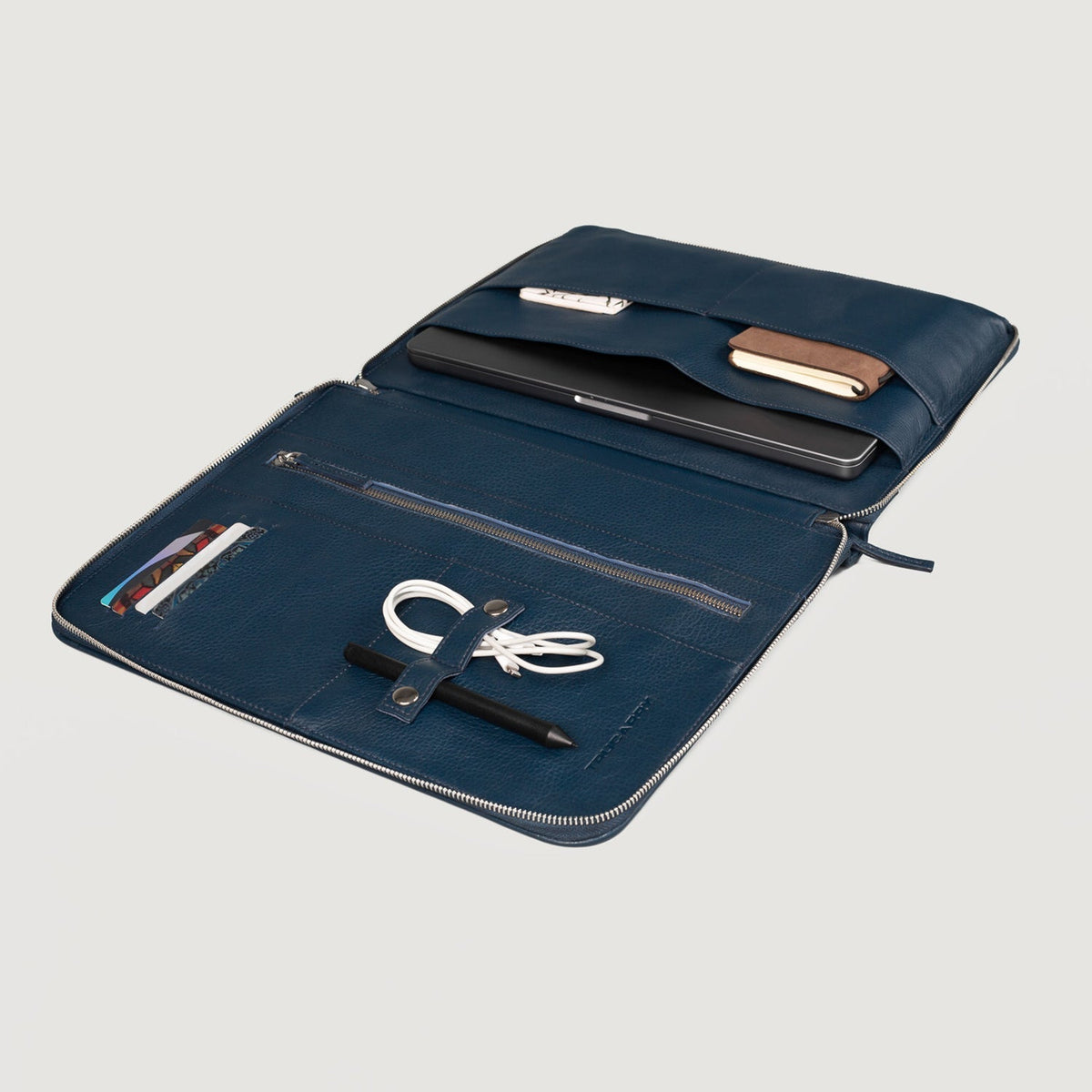 Brex Eclectic Midnight Blue Leather Folio Organizer - midnight blue leather folio organizer, view 3