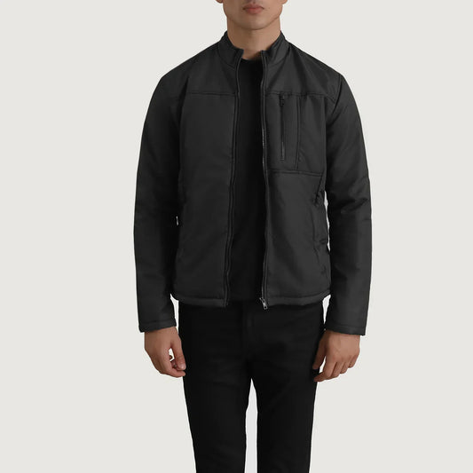 Elliot Black Lightweight Jacket - men's jacket in black nylon-polyester fabric, view 1