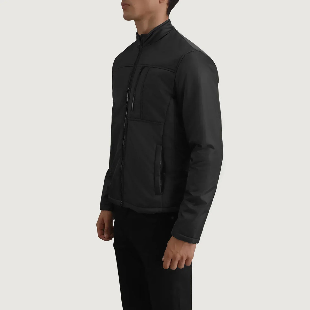 Elliot Black Lightweight Jacket - men's jacket in black nylon-polyester fabric, view 2