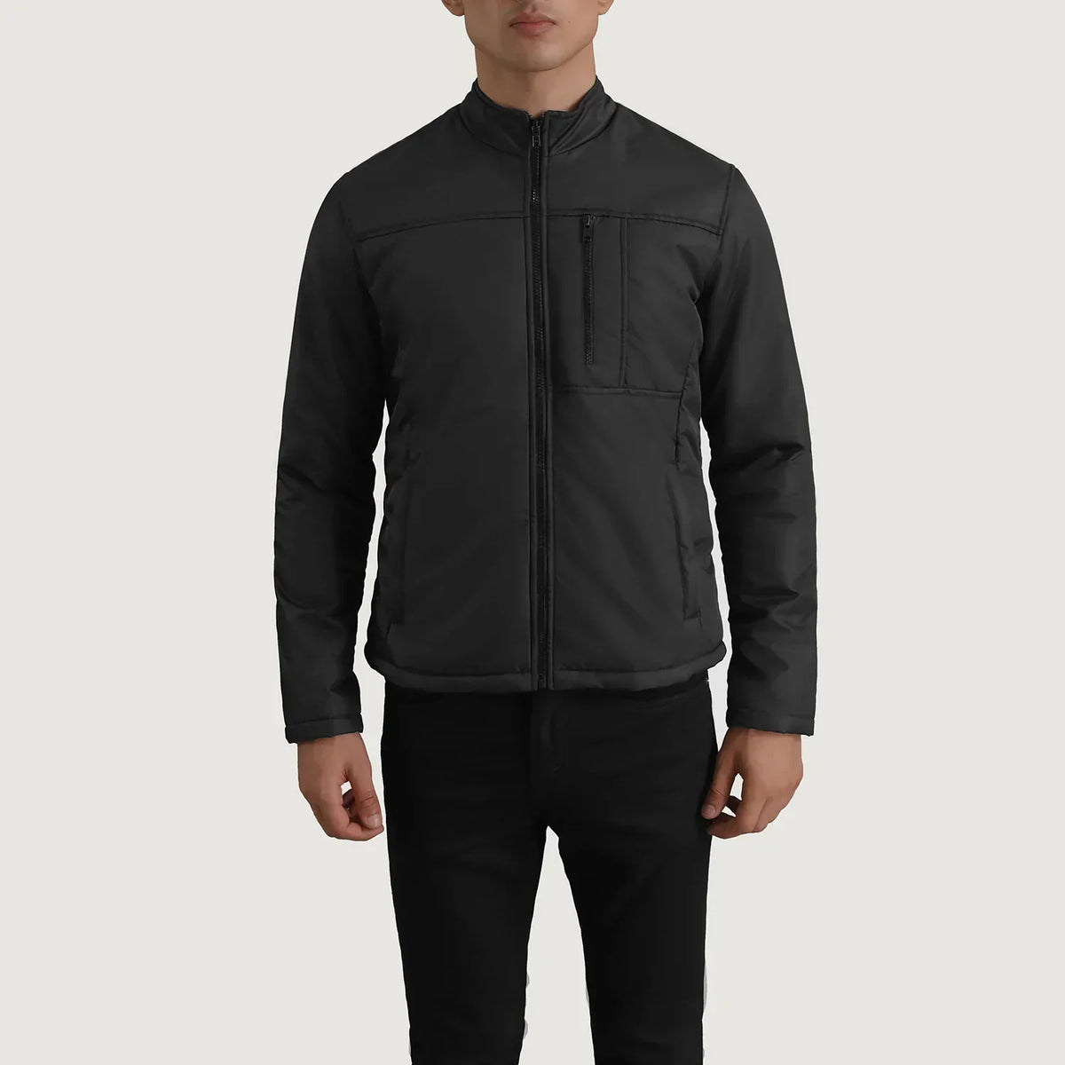 Elliot Black Lightweight Jacket - men's jacket in black nylon-polyester fabric, view 4