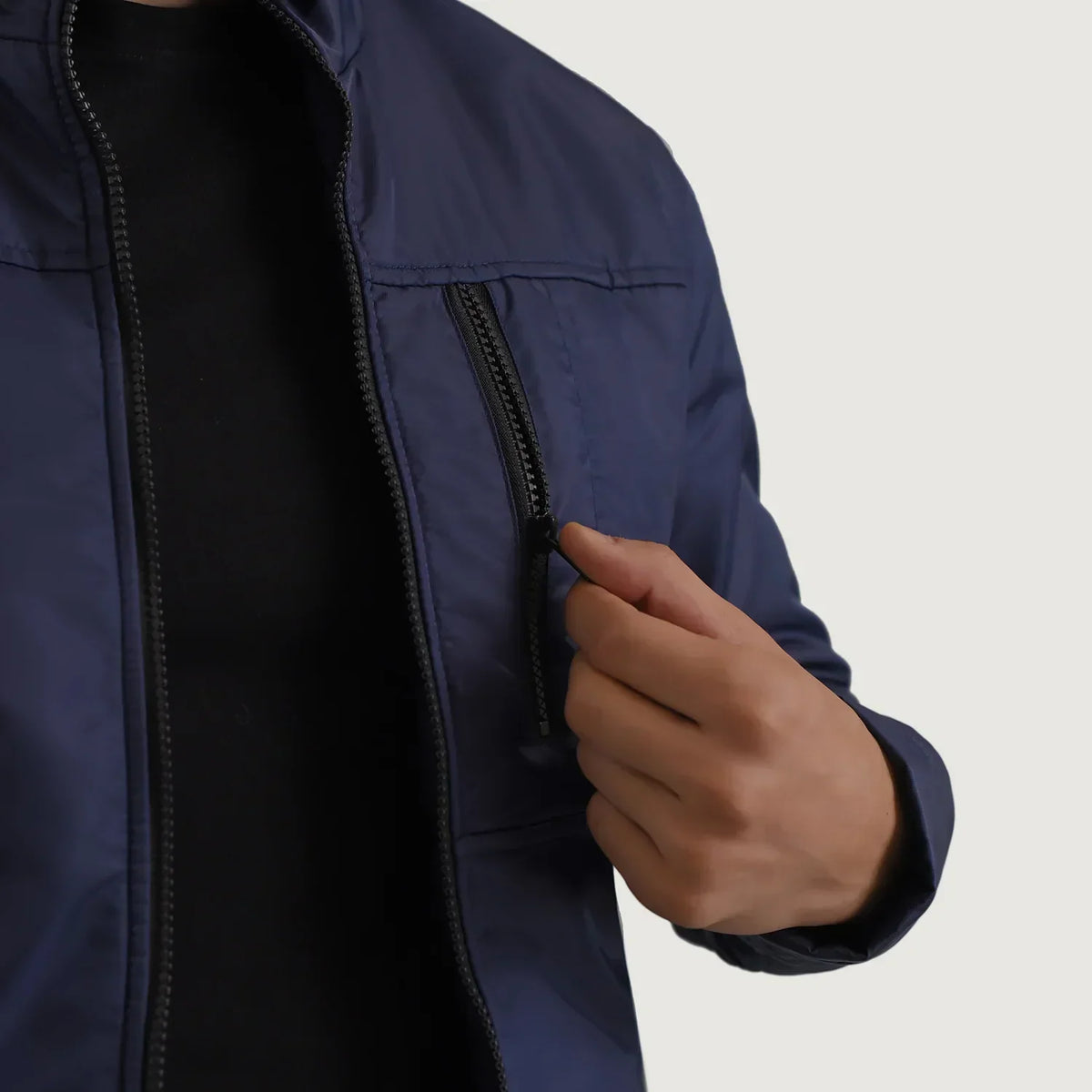 Elliot Blue Lightweight Jacket - men's jacket in blue nylon-polyester fabric, view 6