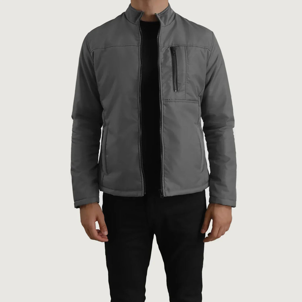 Elliot Grey Lightweight Jacket - men's jacket in grey nylon-polyester fabric, view 1
