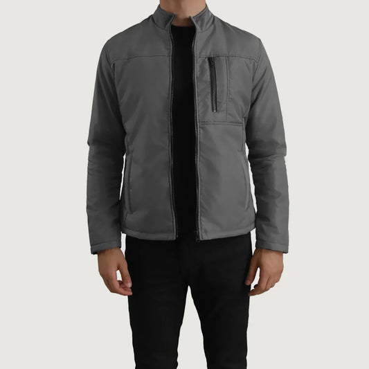Elliot Grey Lightweight Jacket - men's jacket in grey nylon-polyester fabric, view 1