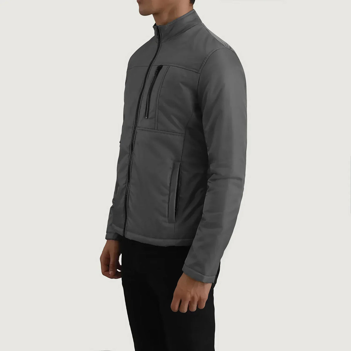 Elliot Grey Lightweight Jacket - men's jacket in grey nylon-polyester fabric, view 2