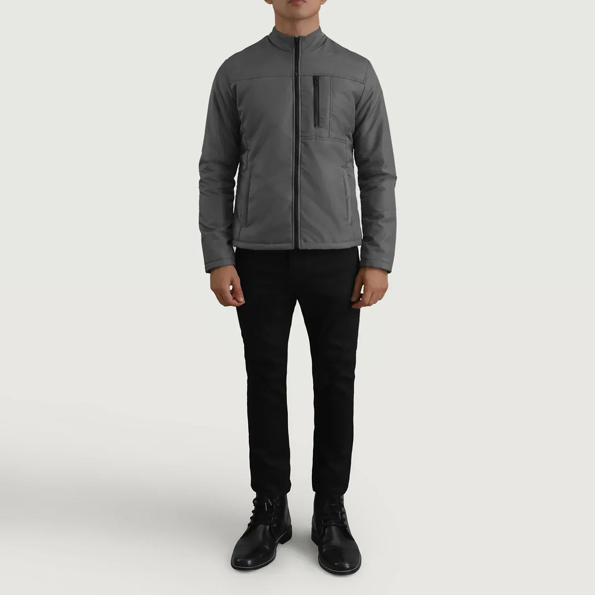 Elliot Grey Lightweight Jacket - men's jacket in grey nylon-polyester fabric, view 3