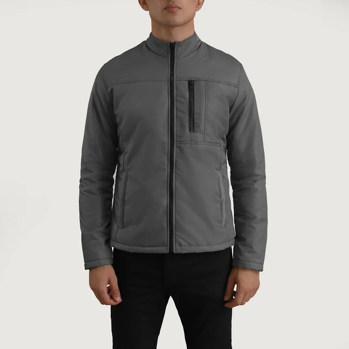 Elliot Grey Lightweight Jacket - men's jacket in grey nylon-polyester fabric, view 4