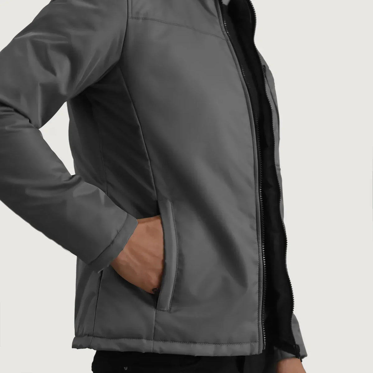 Elliot Grey Lightweight Jacket - men's jacket in grey nylon-polyester fabric, view 6