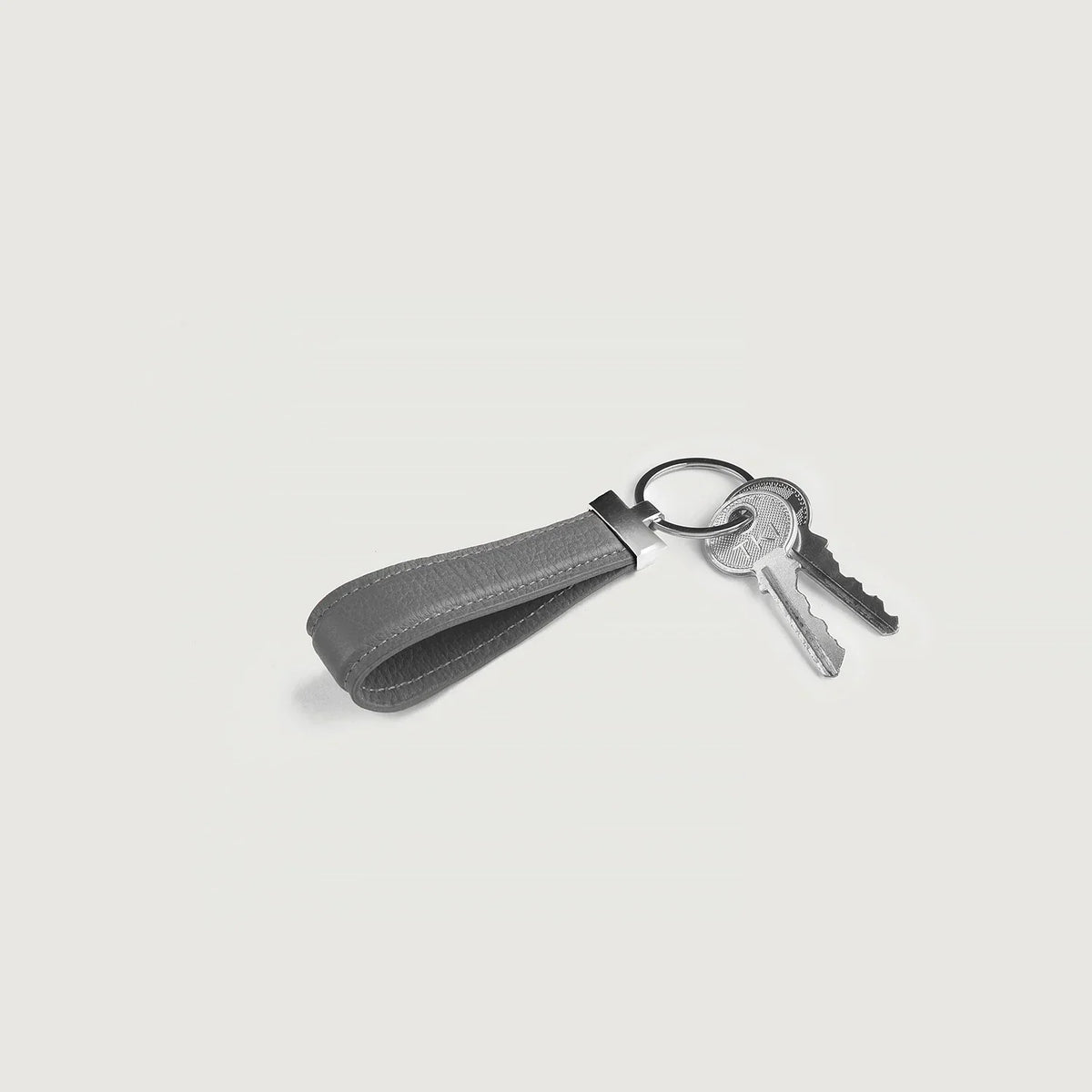 Brex Elroy Grey Leather Keychain - grey leather keychain, view 4
