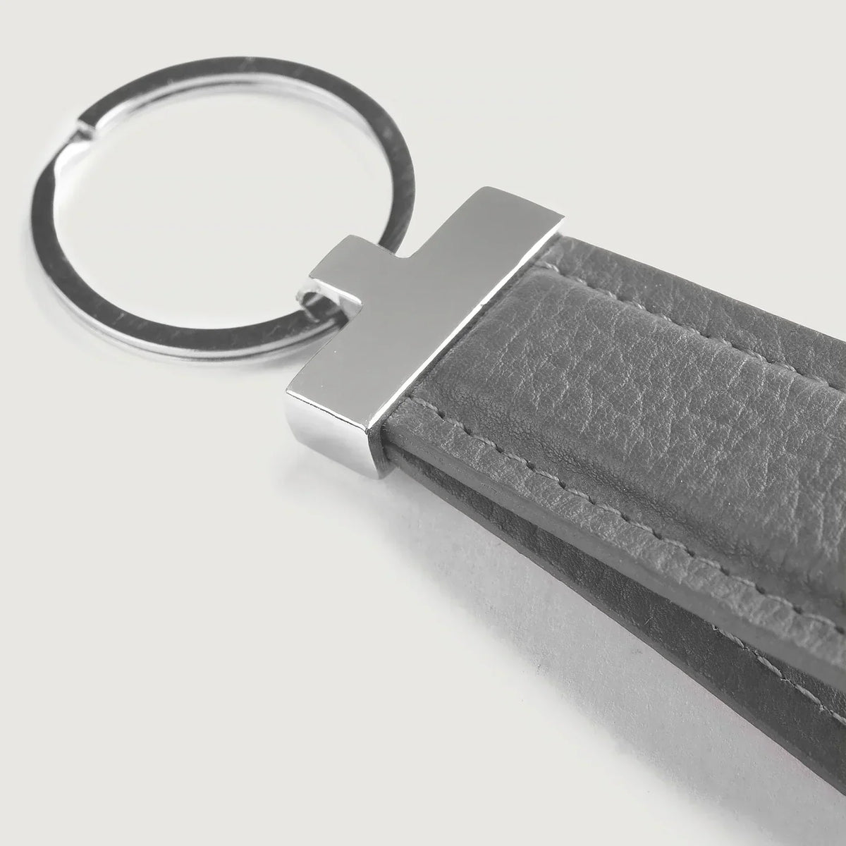 Brex Elroy Grey Leather Keychain - grey leather keychain, view 5