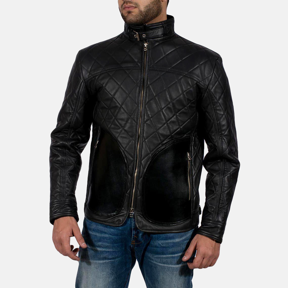 Equilibrium Black Leather Jacket - men's jacket in black sheepskin leather, view 1