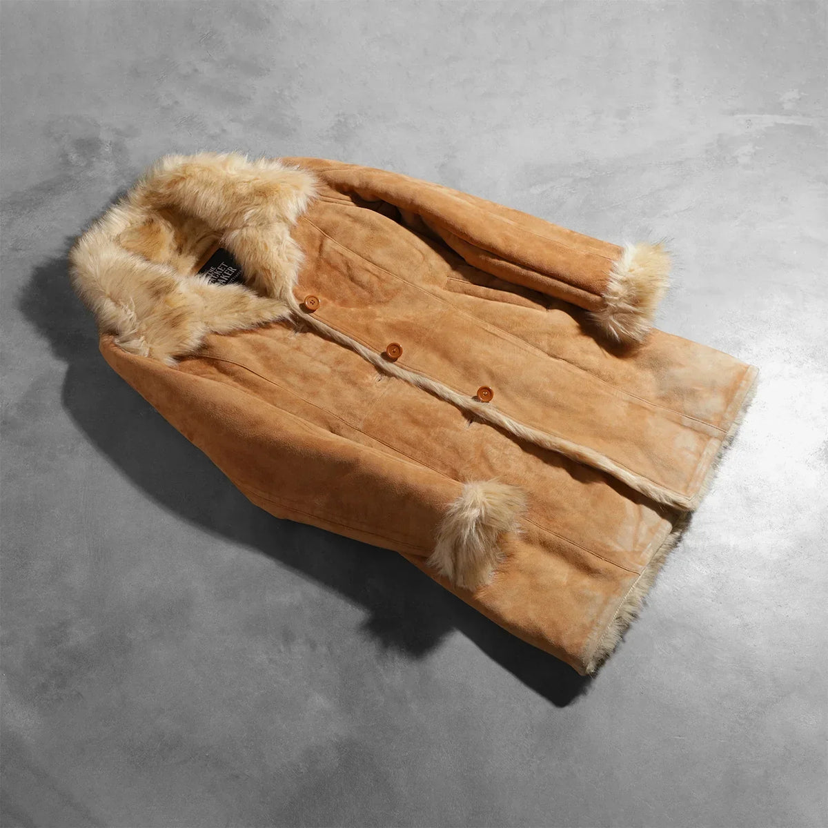 Erica Shearling Beige Leather Coat - women's coat in beige goatskin leather, view 7