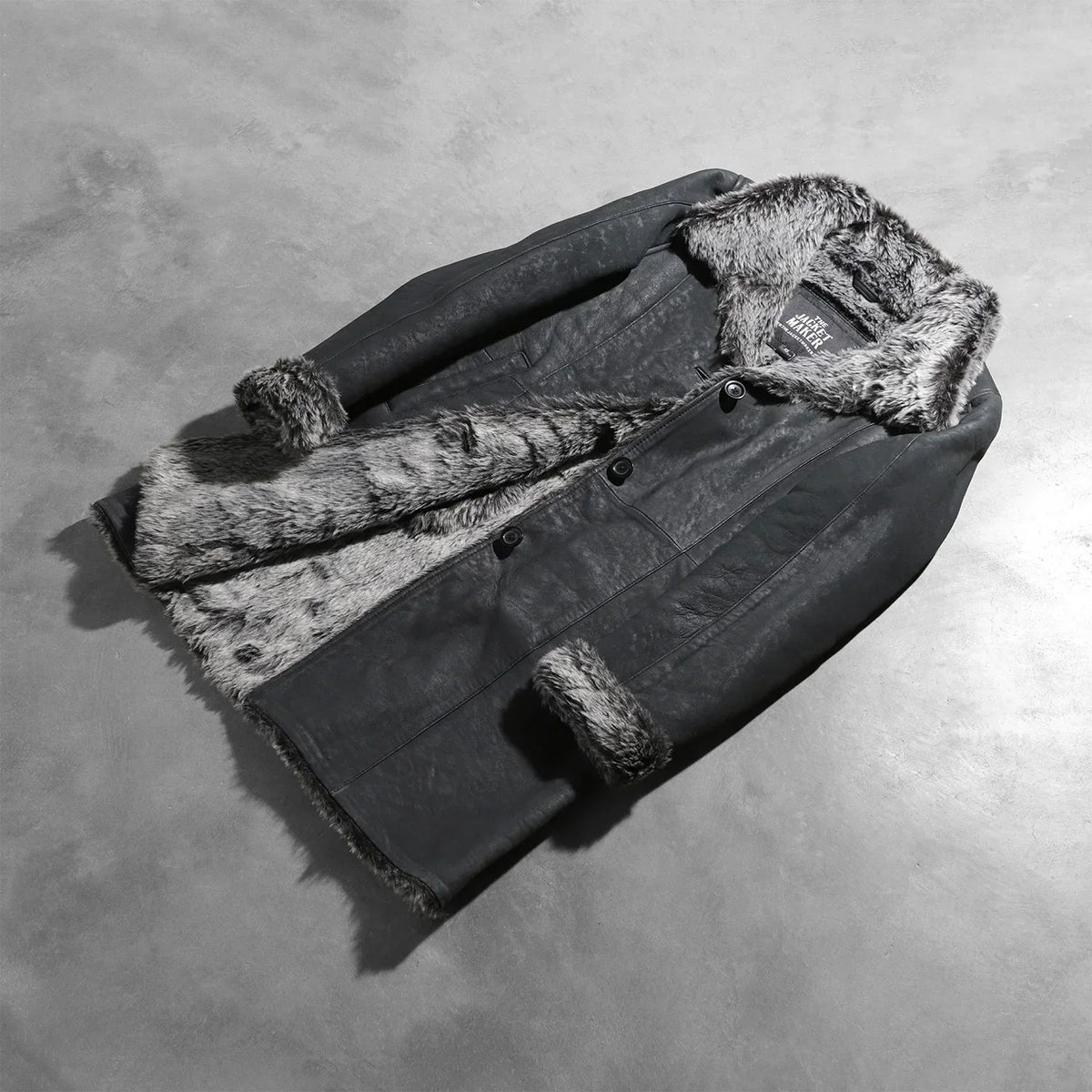 Erica Shearling Black Leather Coat - women's coat in black sheepskin leather, view 7