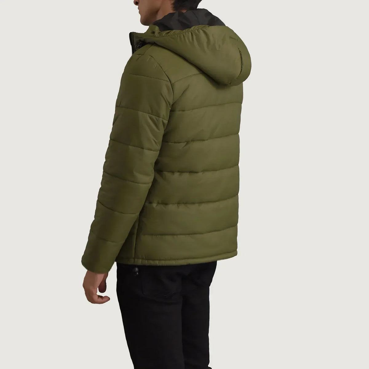 Erico Green Hooded Puffer Jacket - men's jacket in green nylon-polyester fabric, view 5