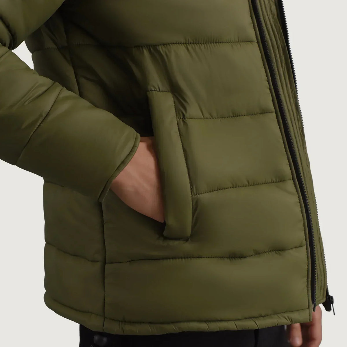 Erico Green Hooded Puffer Jacket - men's jacket in green nylon-polyester fabric, view 6