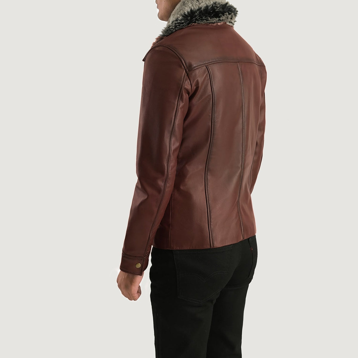 Evan Hart Fur Brown Leather Jacket - men's jacket in brown sheepskin leather, view 6