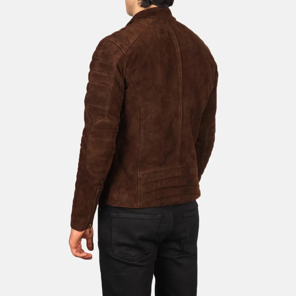 Faisor Mocha Suede Biker Jacket - men's jacket in mocha suede leather, view 5