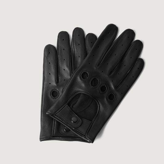 Brex Ferdinand Black Leather Driving Gloves - black men's driving leather gloves, view 1