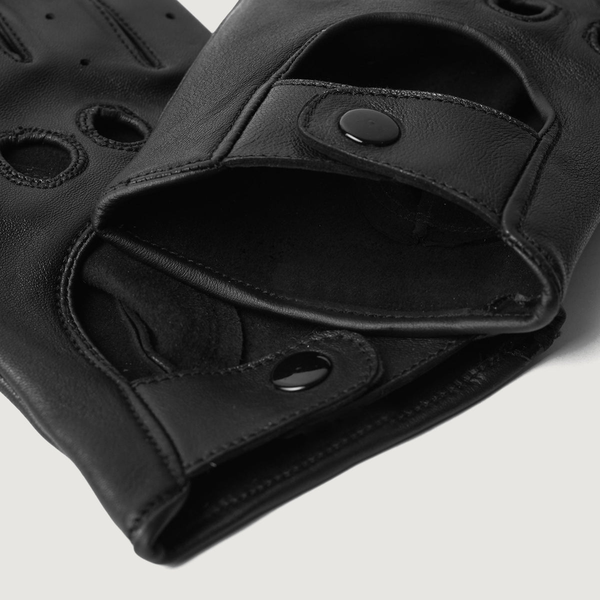 Brex Ferdinand Black Leather Driving Gloves - black men's driving leather gloves, view 2