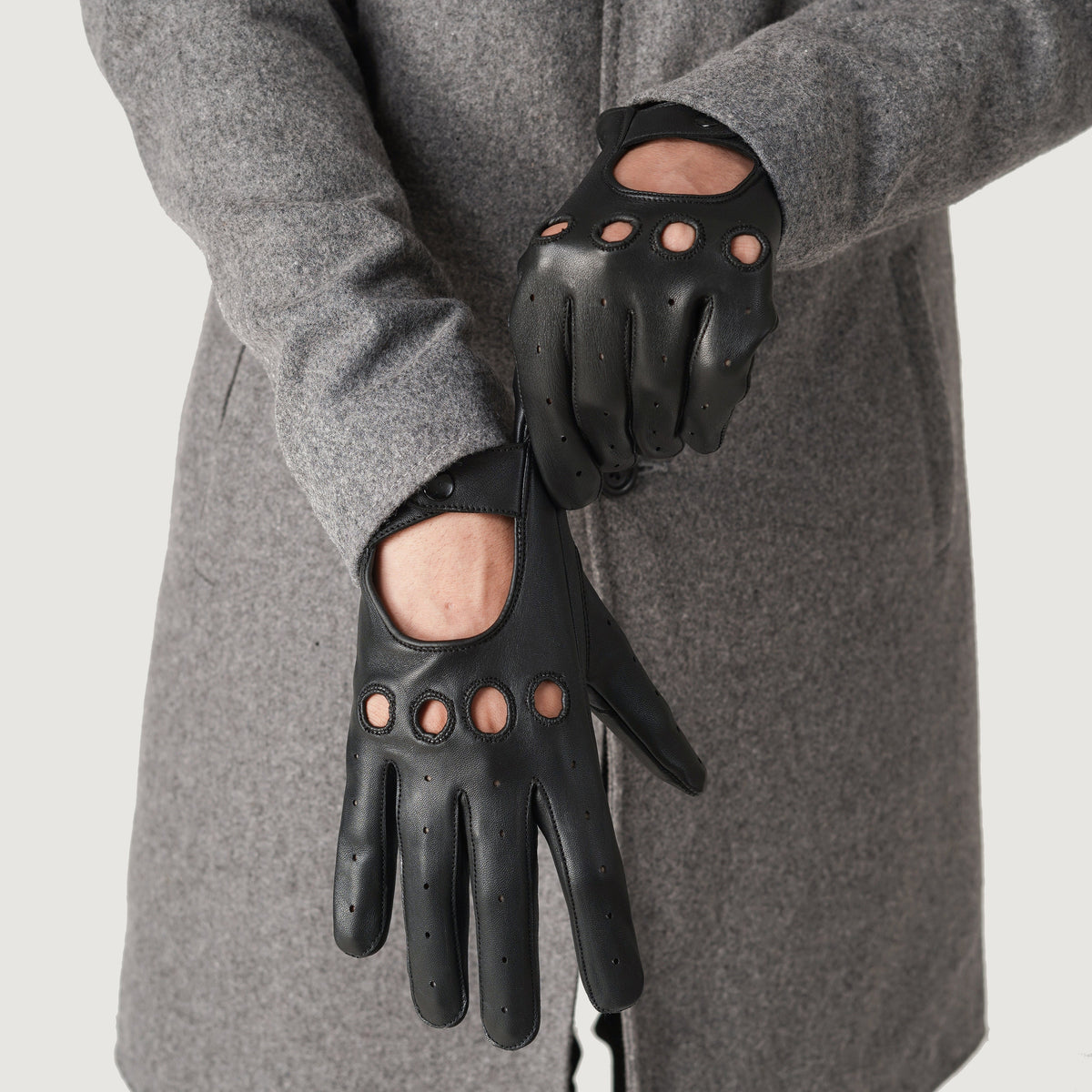 Brex Ferdinand Black Leather Driving Gloves - black men's driving leather gloves, view 3