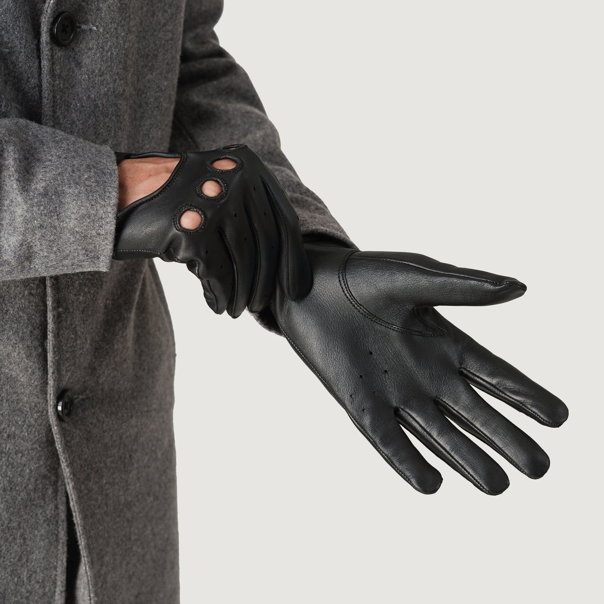 Brex Ferdinand Black Leather Driving Gloves - black men's driving leather gloves, view 4