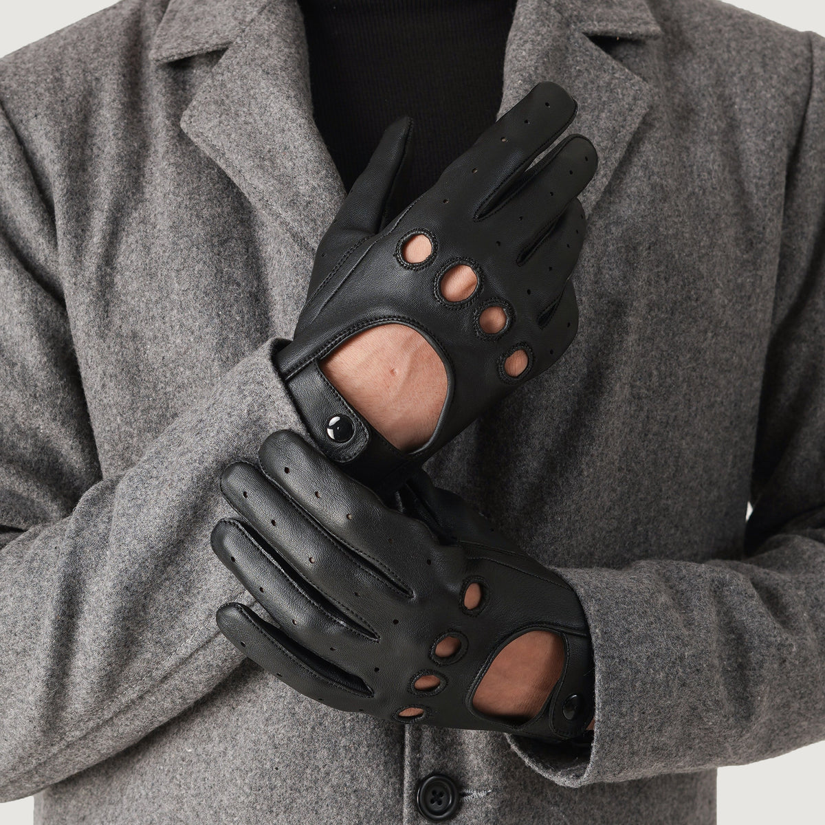 Brex Ferdinand Black Leather Driving Gloves - black men's driving leather gloves, view 5