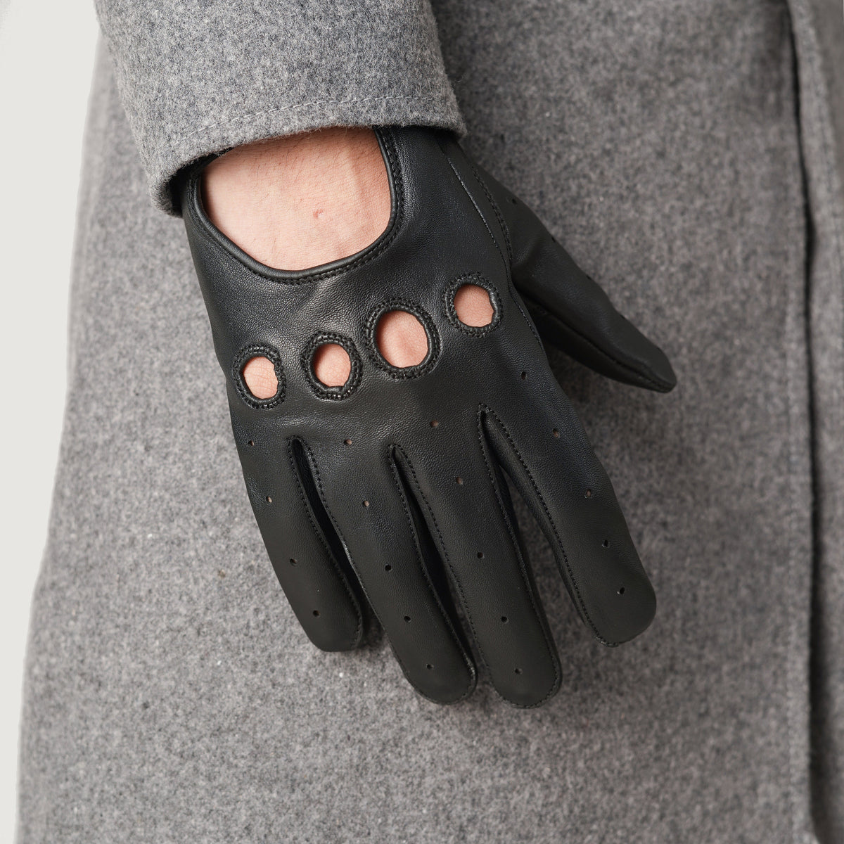Brex Ferdinand Black Leather Driving Gloves - black men's driving leather gloves, view 7