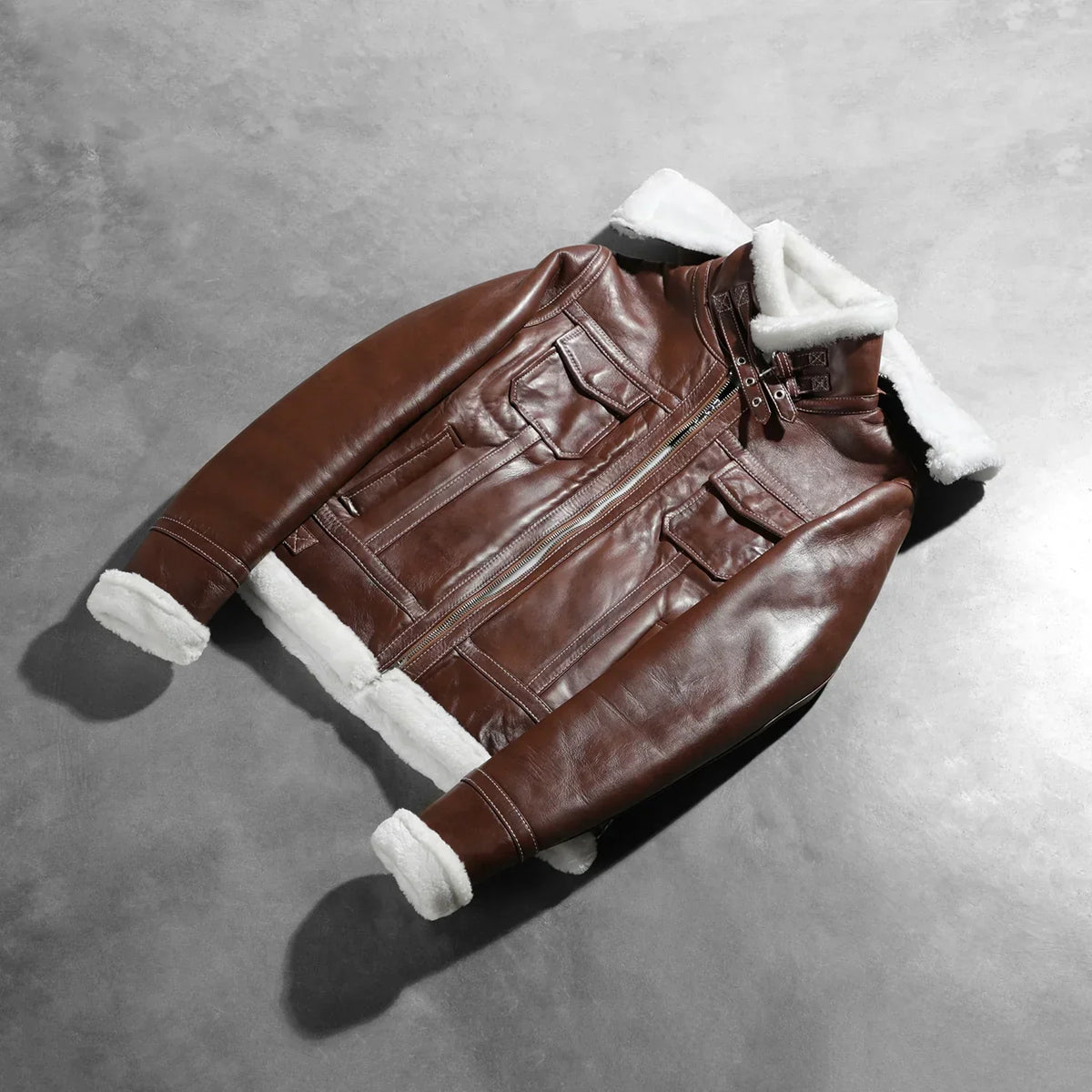 Fiona Brown Hooded Shearling Leather Jacket - women's jacket in brown sheepskin leather, view 8