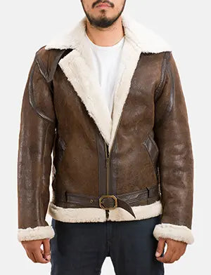 Forest Double Face Shearling Jacket - men's jacket in classic sheepskin leather, view 1