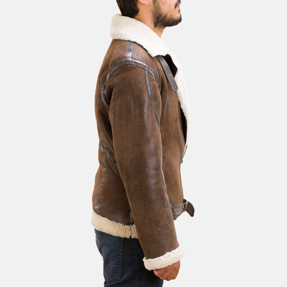 Forest Double Face Shearling Jacket - men's jacket in classic sheepskin leather, view 3