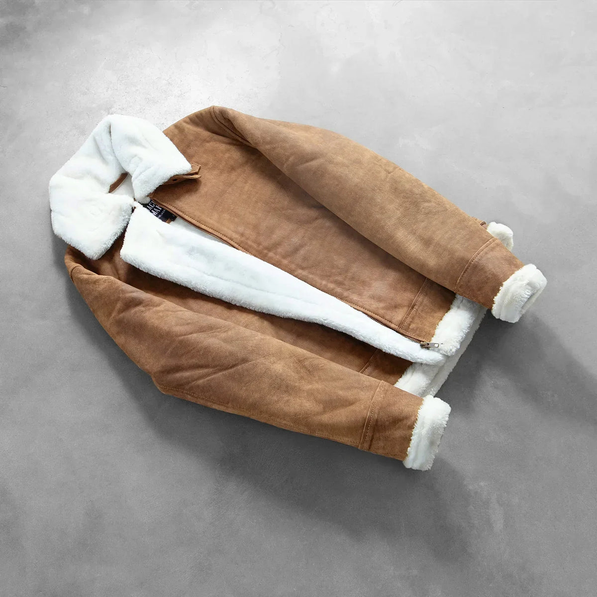 Francis B-3 Distressed Brown Leather Bomber Jacket - men's jacket in brown sheepskin leather, view 8