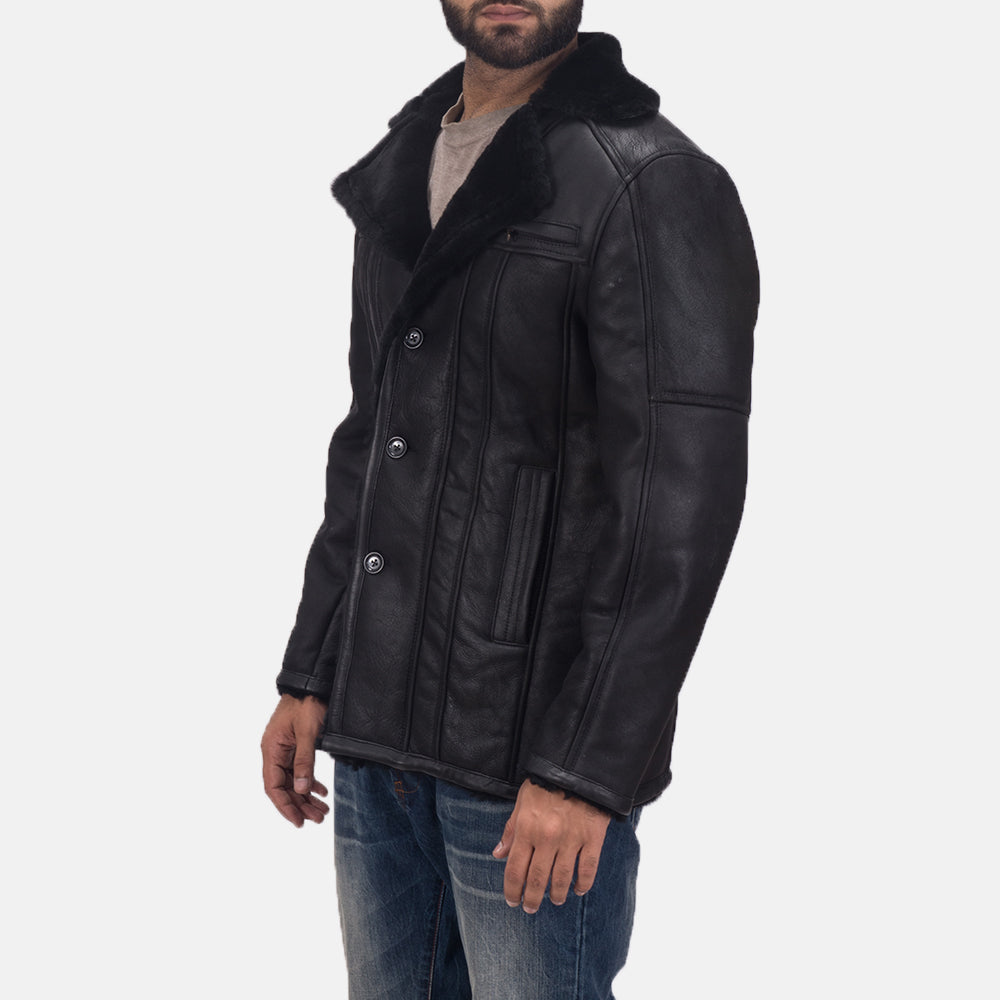 Furcliff Double Face Shearling Leather Coat - men's coat in classic premium leather, view 1