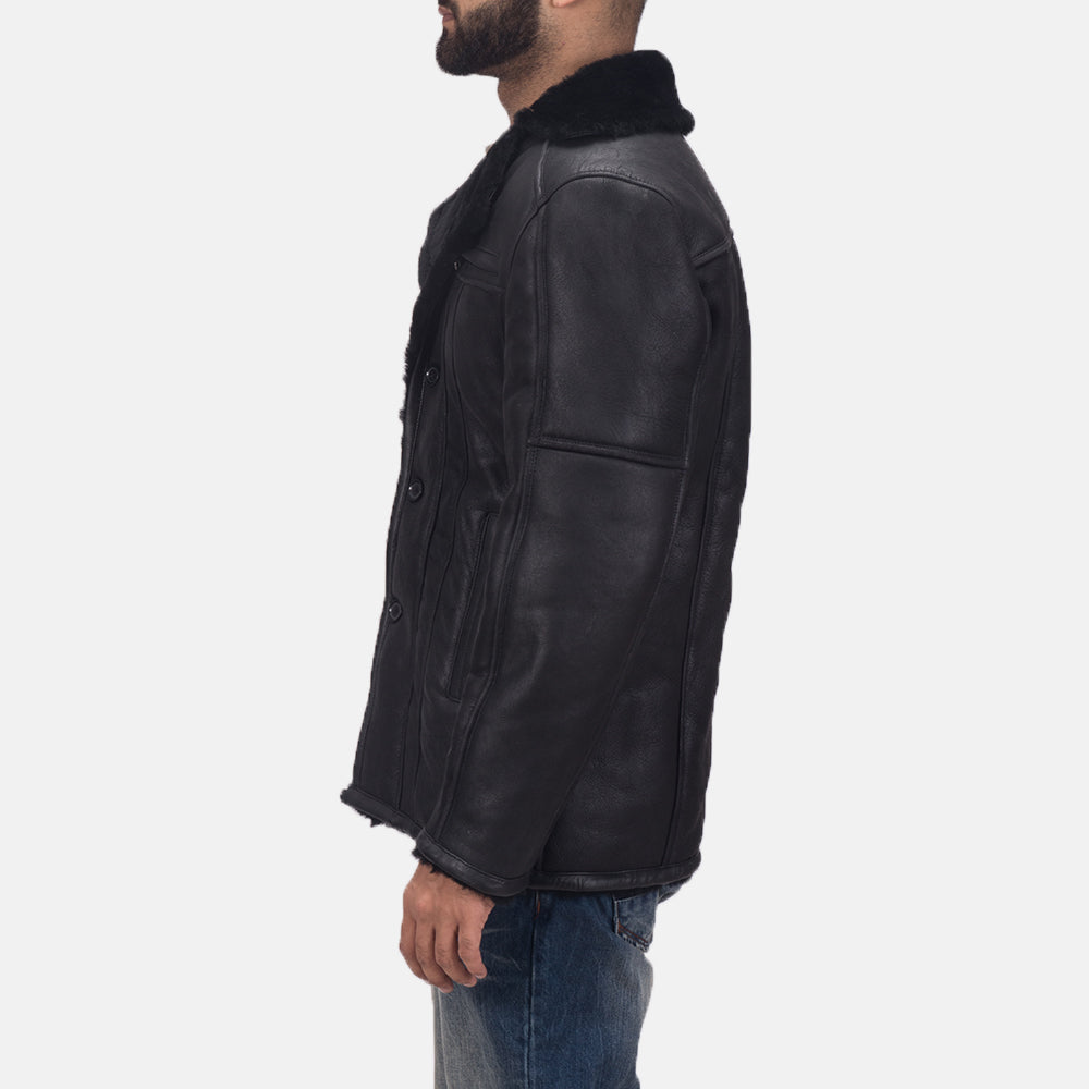 Furcliff Double Face Shearling Leather Coat - men's coat in classic premium leather, view 2