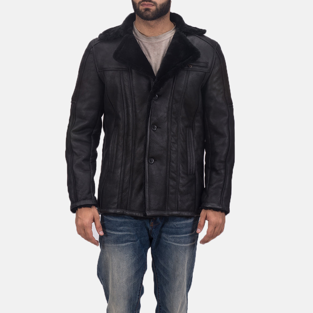 Furcliff Double Face Shearling Leather Coat - men's coat in classic premium leather, view 3