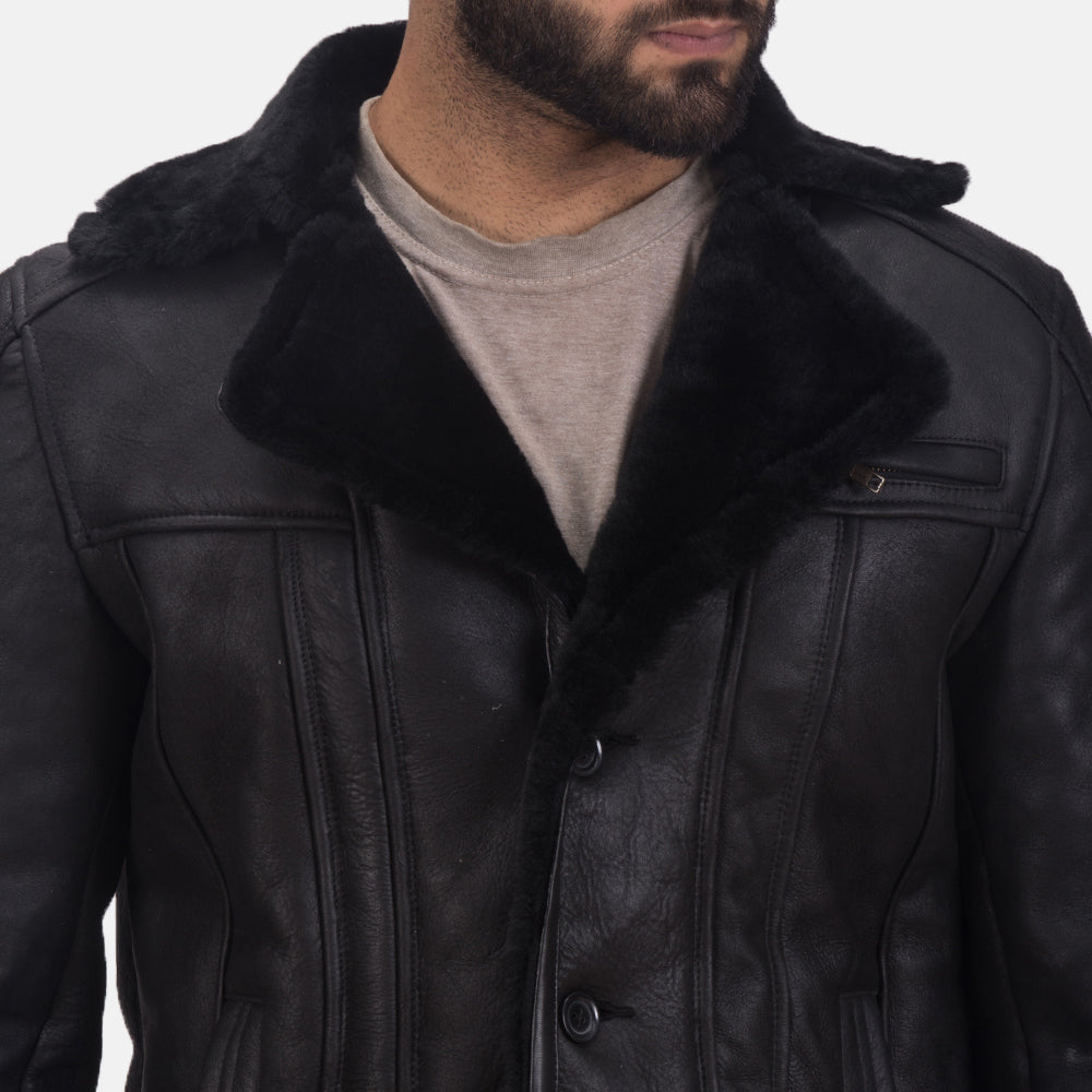 Furcliff Double Face Shearling Leather Coat - men's coat in classic premium leather, view 5