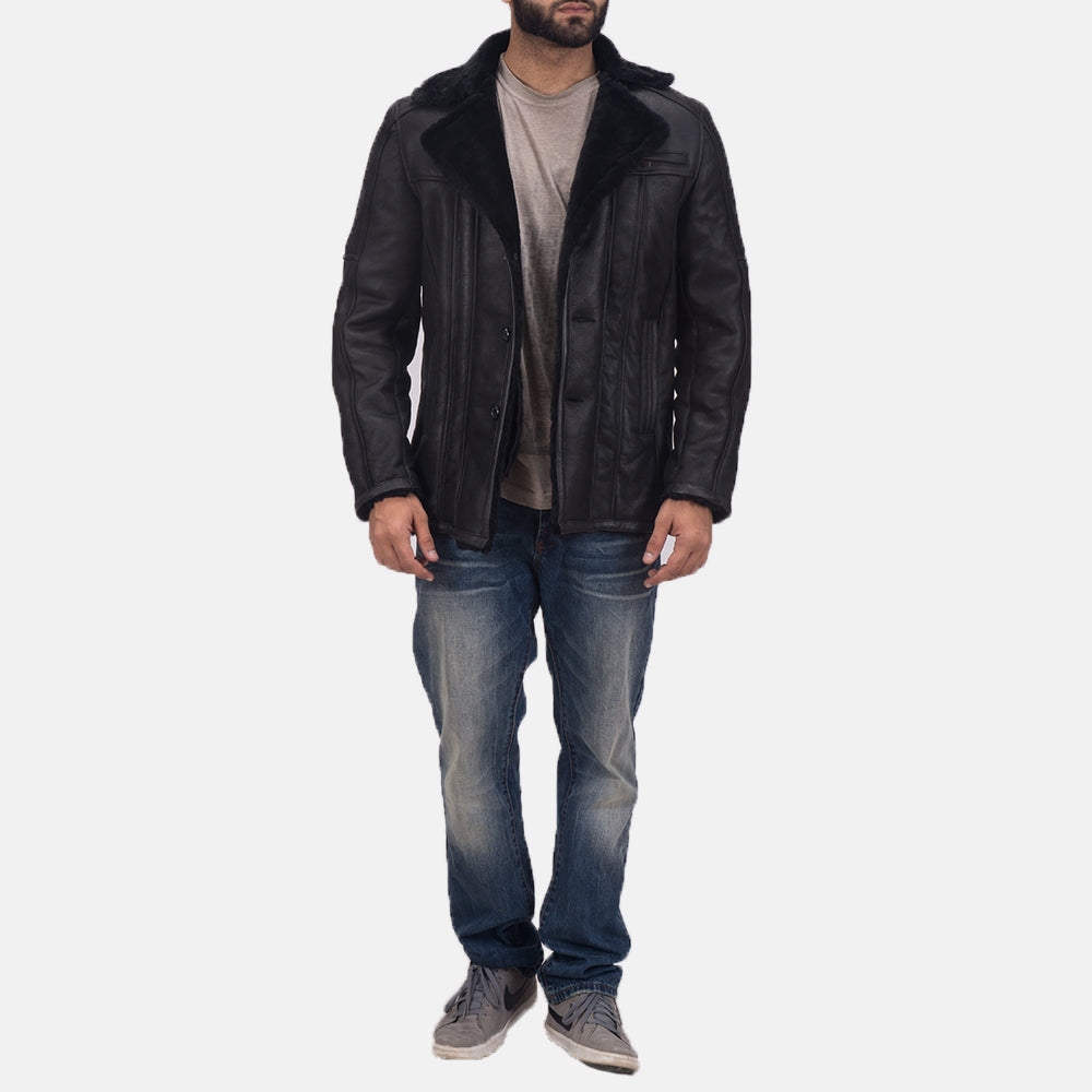 Furcliff Double Face Shearling Leather Coat - men's coat in classic premium leather, view 6