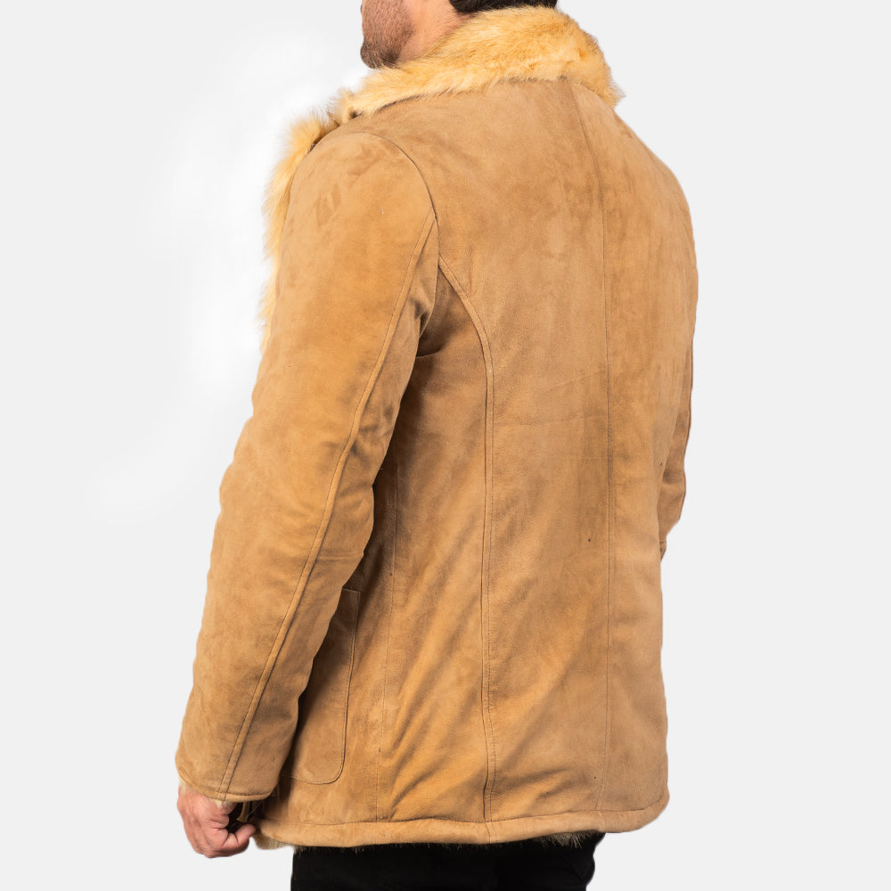Furlong Beige Suede Leather Coat - men's coat in beige suede leather, view 5