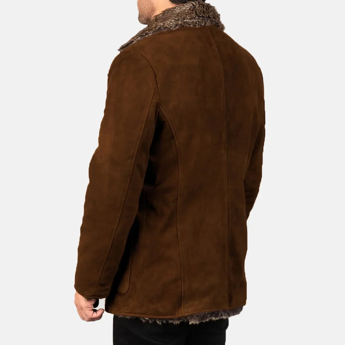 Furlong Brown Suede Leather Coat - men's coat in brown suede leather, view 5